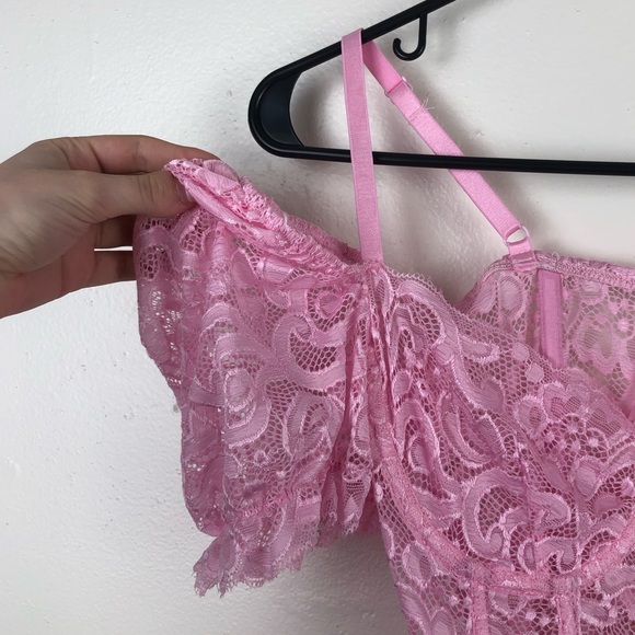 NWT Sugar Thrillz Floral Lace Corset Top with Matching Gloves - Picture 4 of 9